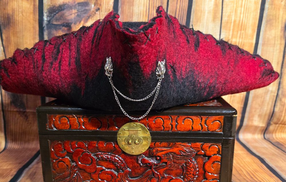 Crimson & Black Wolves Pirate Hat
